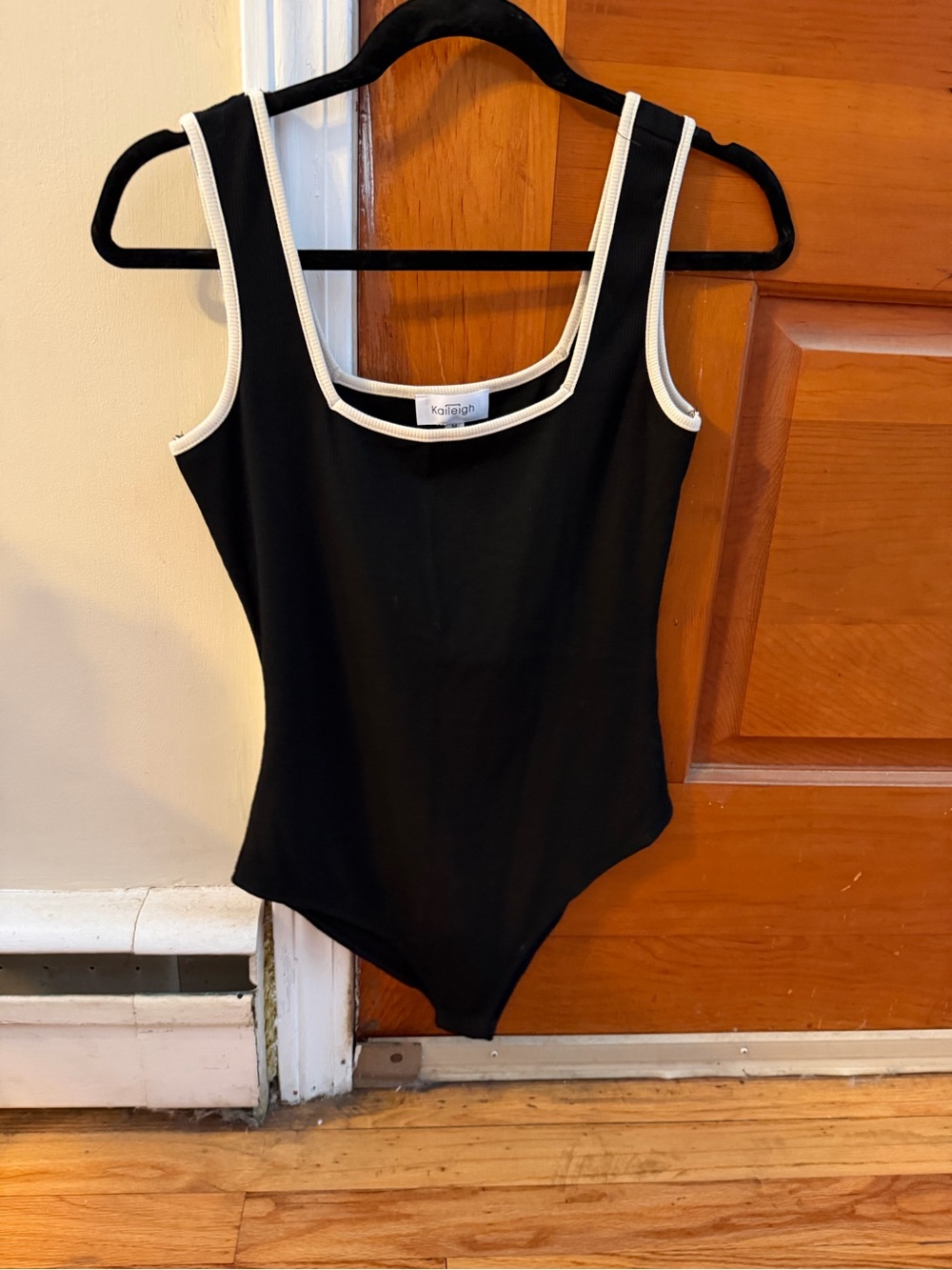 Kaileigh Black Bodysuit with White Trim